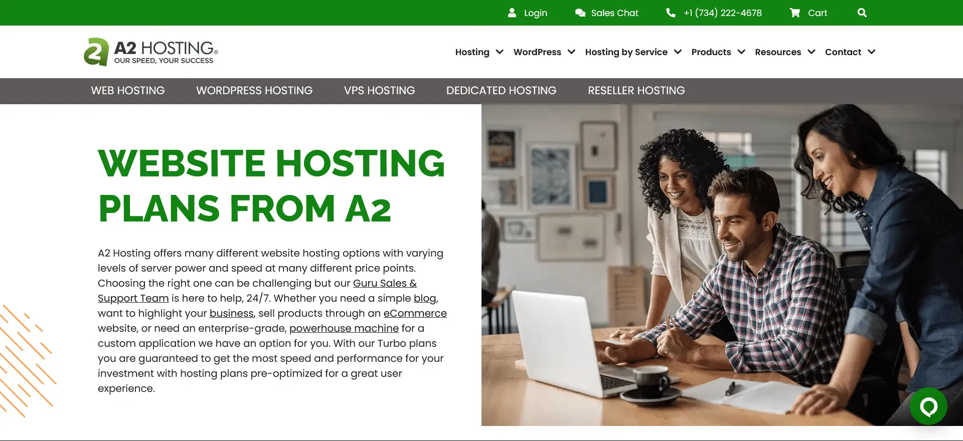 A2Hosting homepage