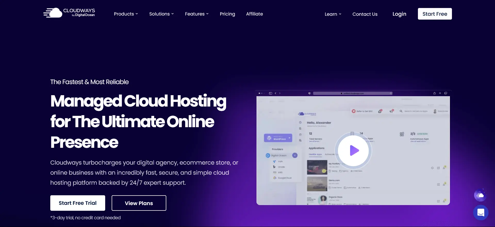 Cloudways homepage