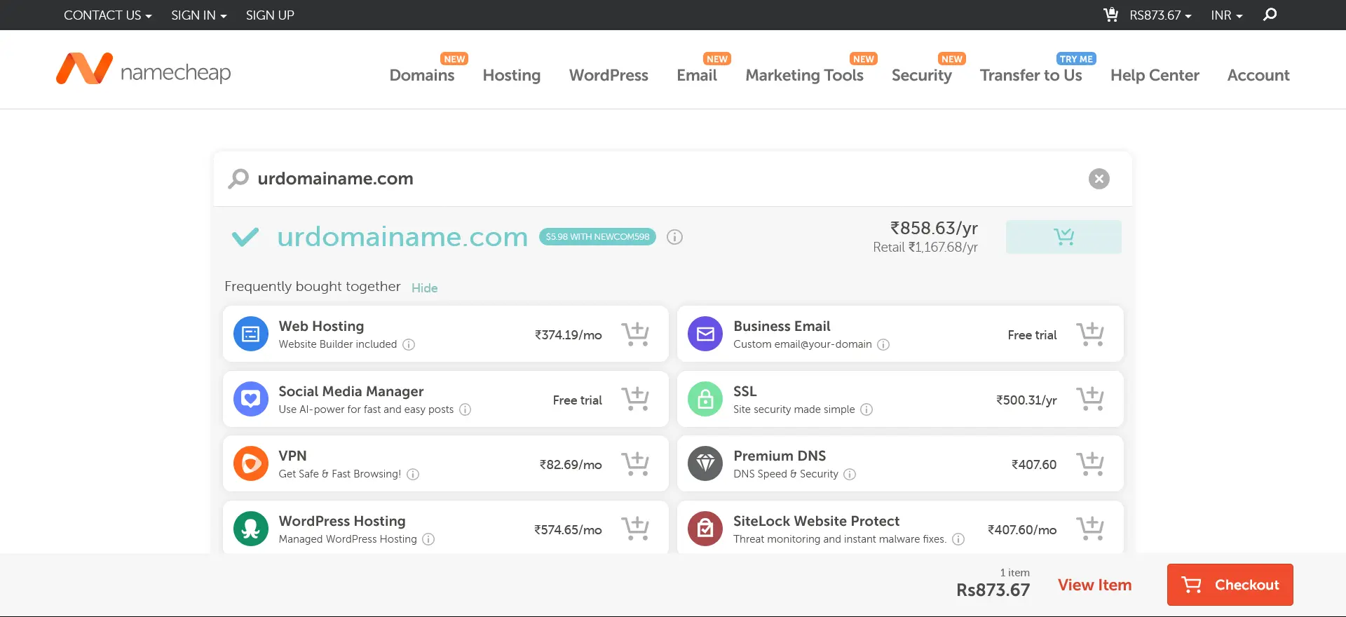 Namecheap searchdomain