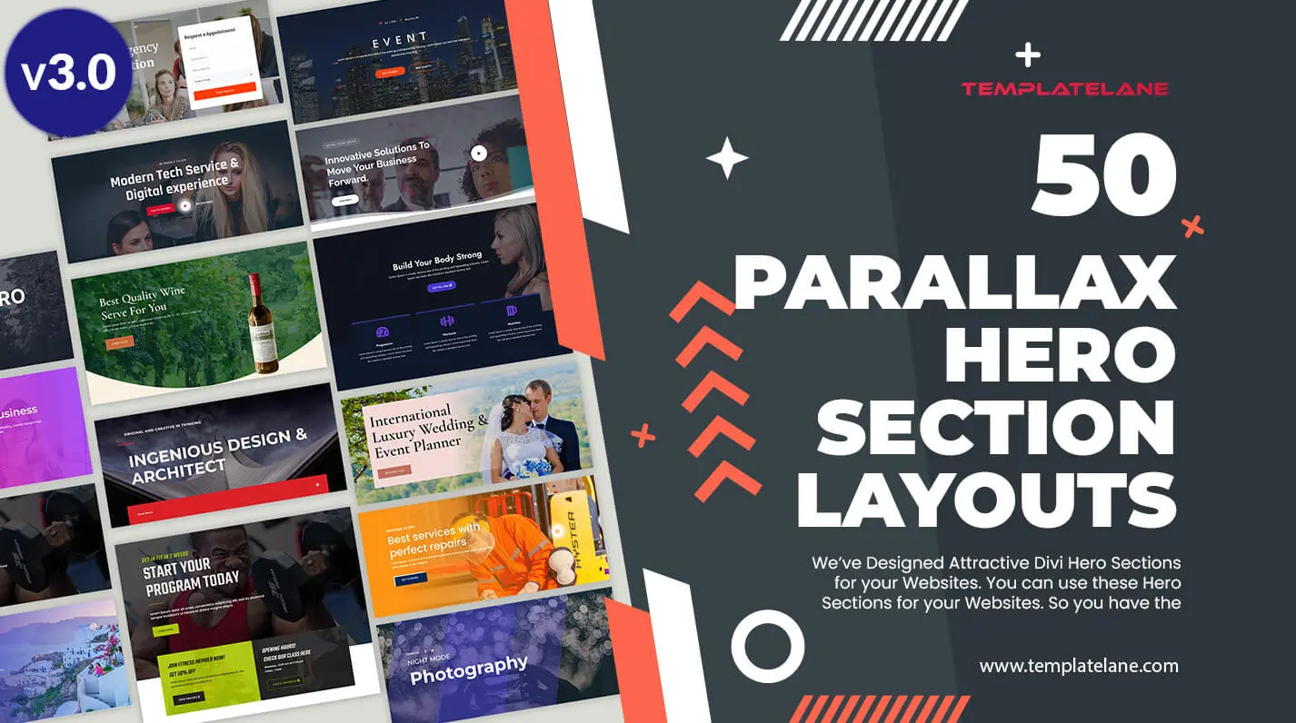 Parallax Hero Section Layouts Kit 03