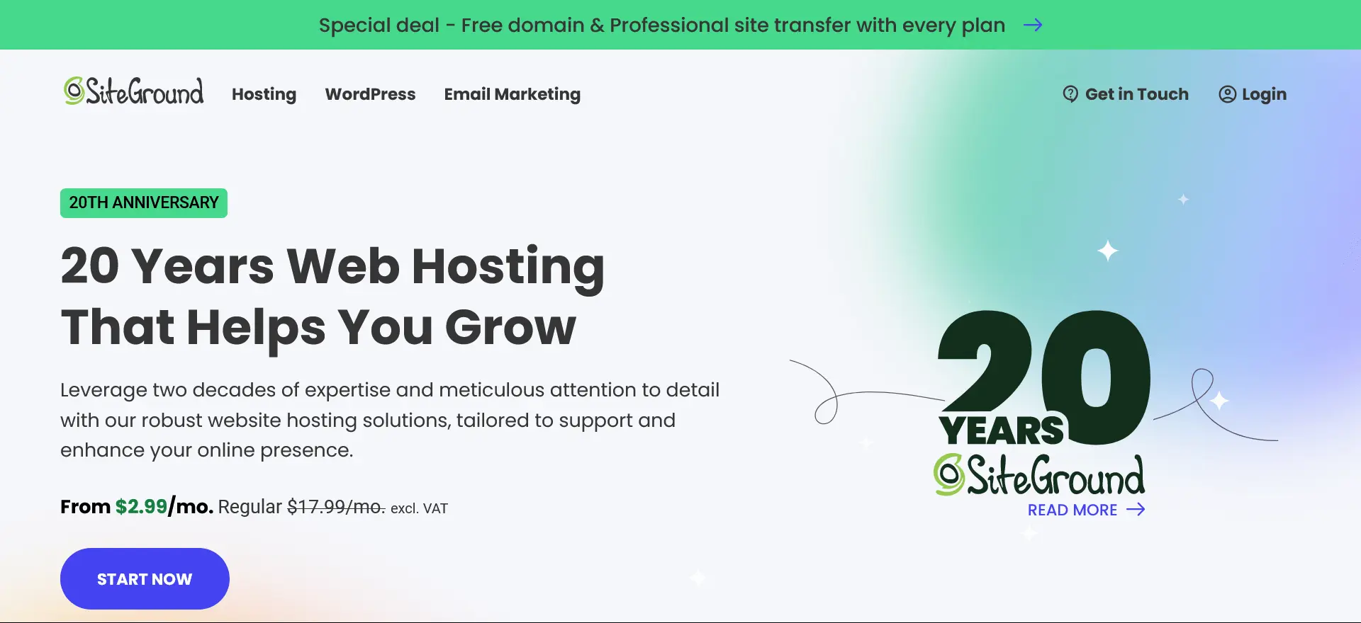 SiteGround homepage